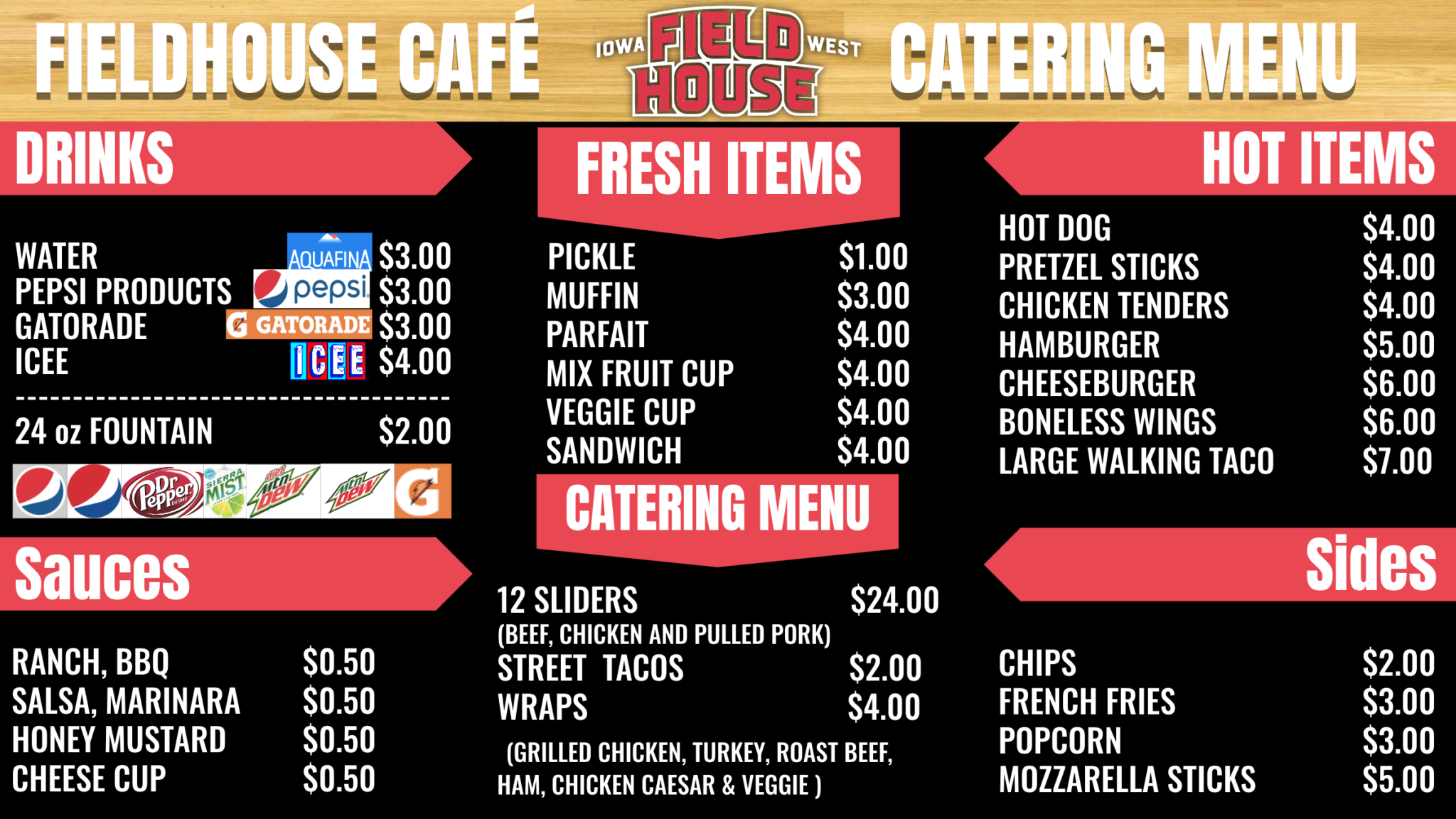 CONCESSIONS & CATERING Iowa West Field House